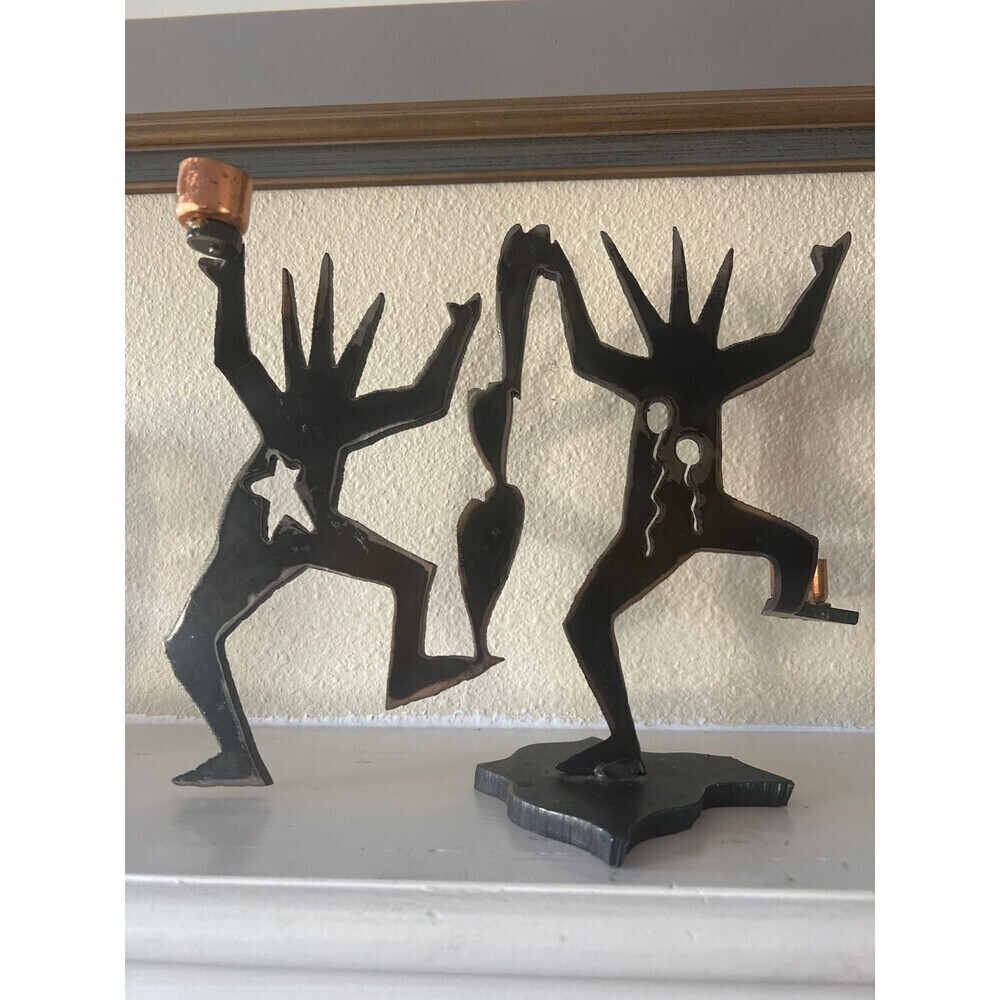 Vintage Ivan McLean '92 Signed Brutalist Candle Holder Cut Steel Pop Art